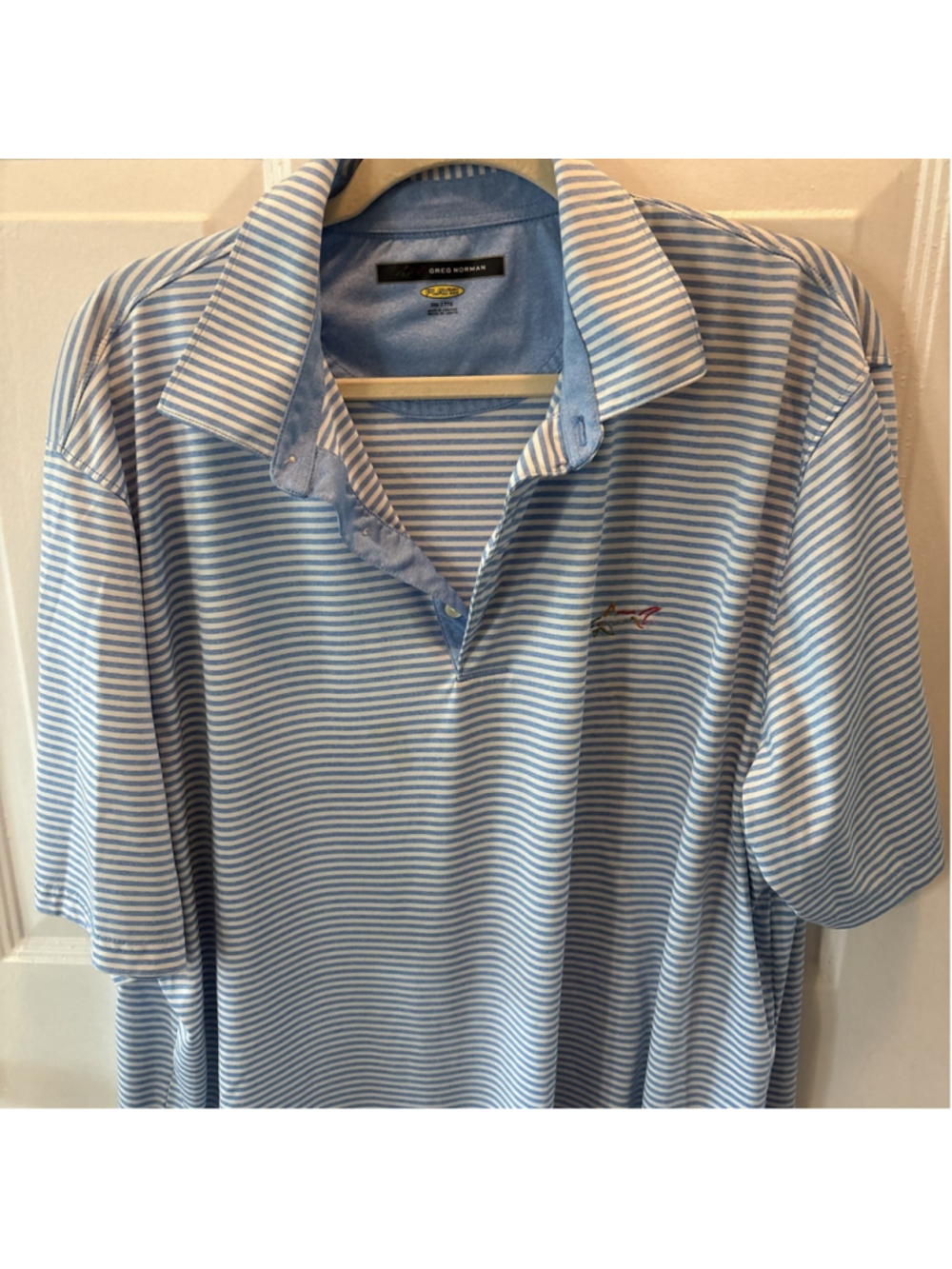 greg norman golf shirts XXL Blu & White Spriped